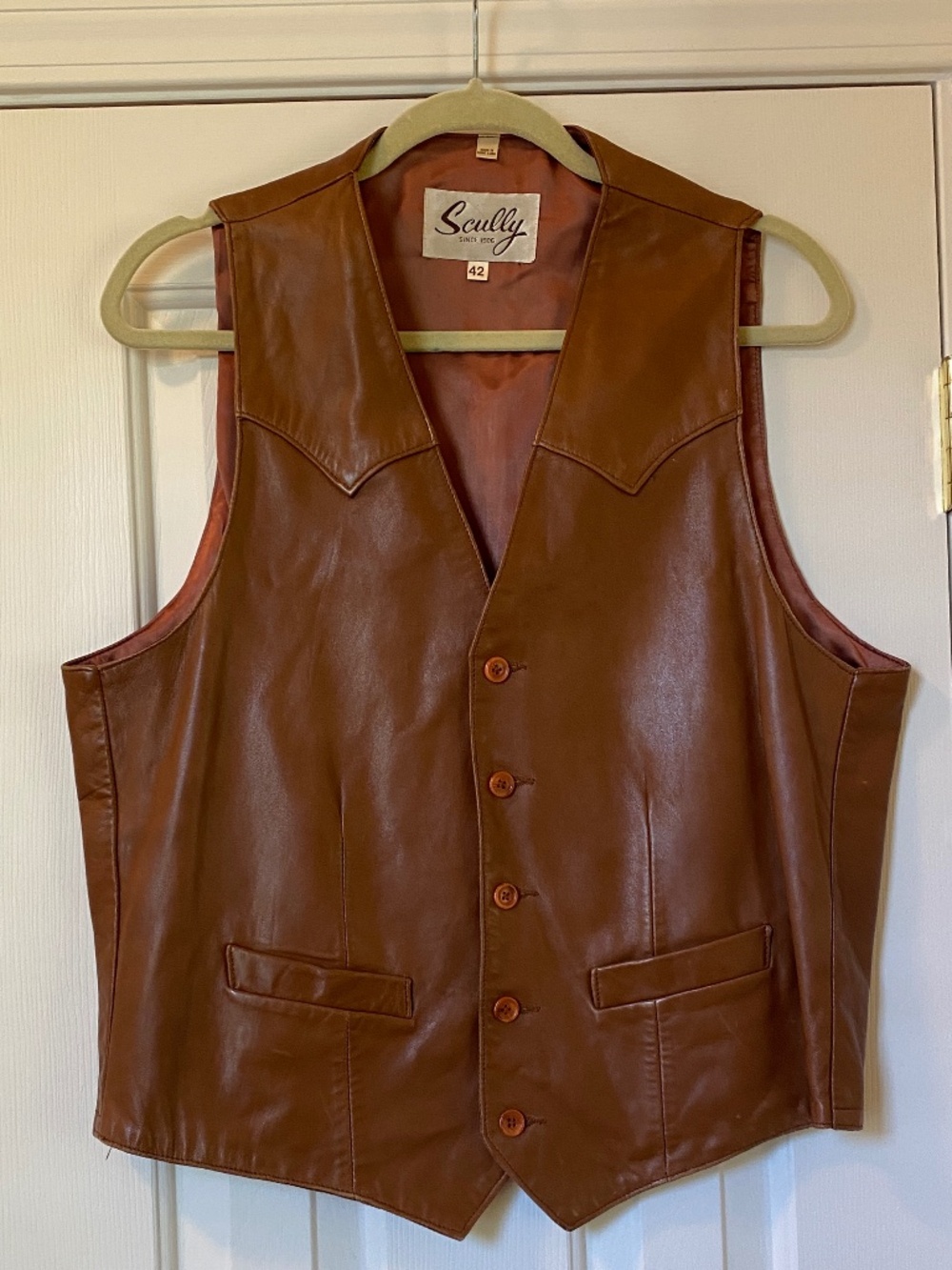 Scully Western Leather Vest,  Size 42